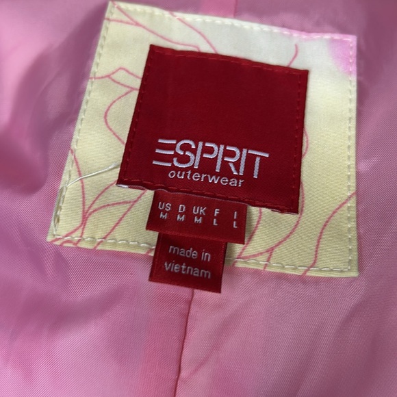 ESPRIT yellow & pink floral trench coat. Button down front with collar.Size M. - Picture 10 of 12